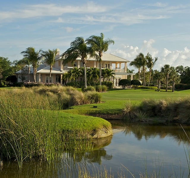 Orchid Island Golf Course Home next to the golf course and water feature