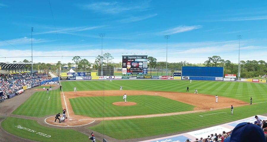 The Mets playing a Spring Training game on Tradition Field in St. Lucie County