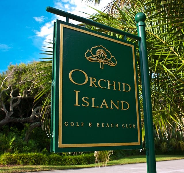 Orchid Island green Entrance Sign