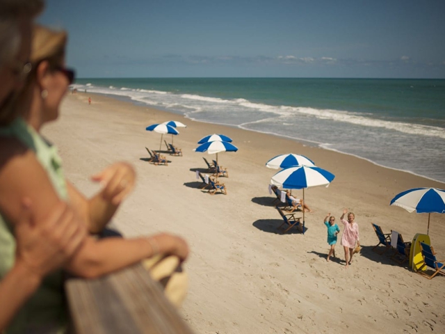 Chairs and umbrellas at Orchid Island Beach Club