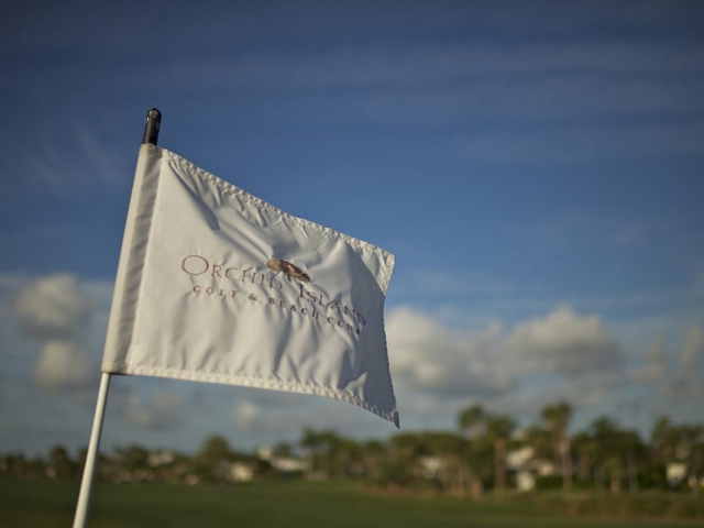 White Orchid Island Golf Flag