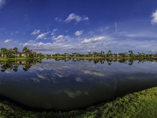 Homes on the lake at Orchid Island Golf course designed by Arnold Palmer