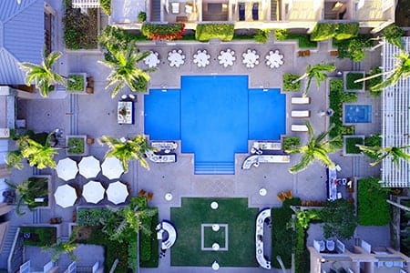 aerial looking straight down to orchid islands pool