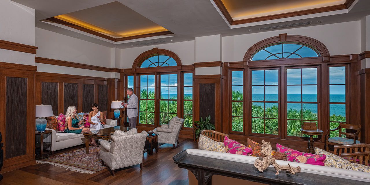 interior space of the beach club at orchid island