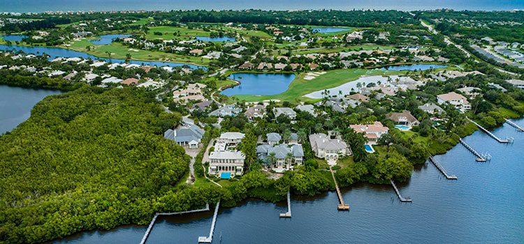 aerial of orchid island waterfront properties