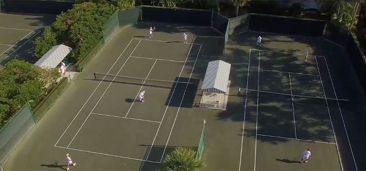 aerial of tennis courts at one of Florida's Top Tennis Communities