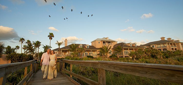 Orchid Island couple on the beach boardwalk