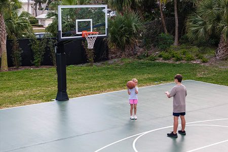 Family playing Basketball at Orchid Island